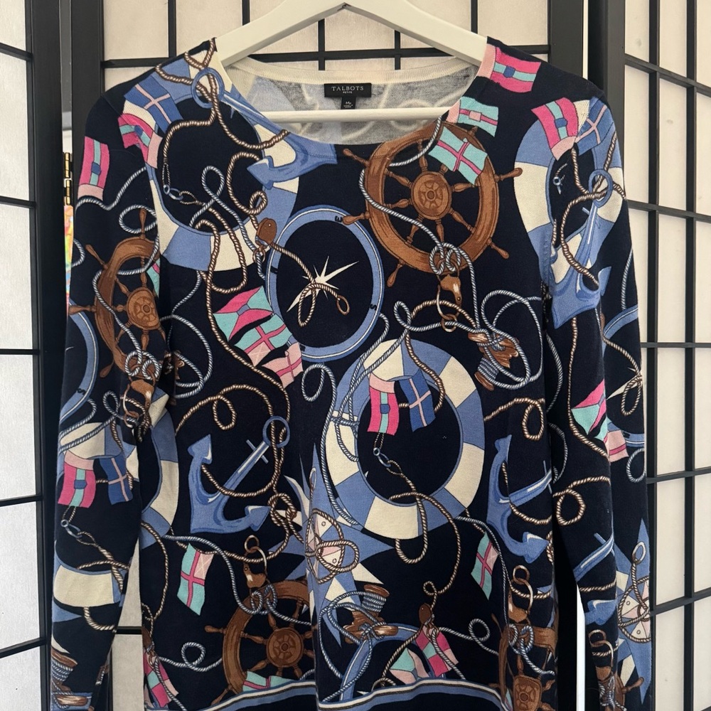 Talbots Nautical Print Sweater